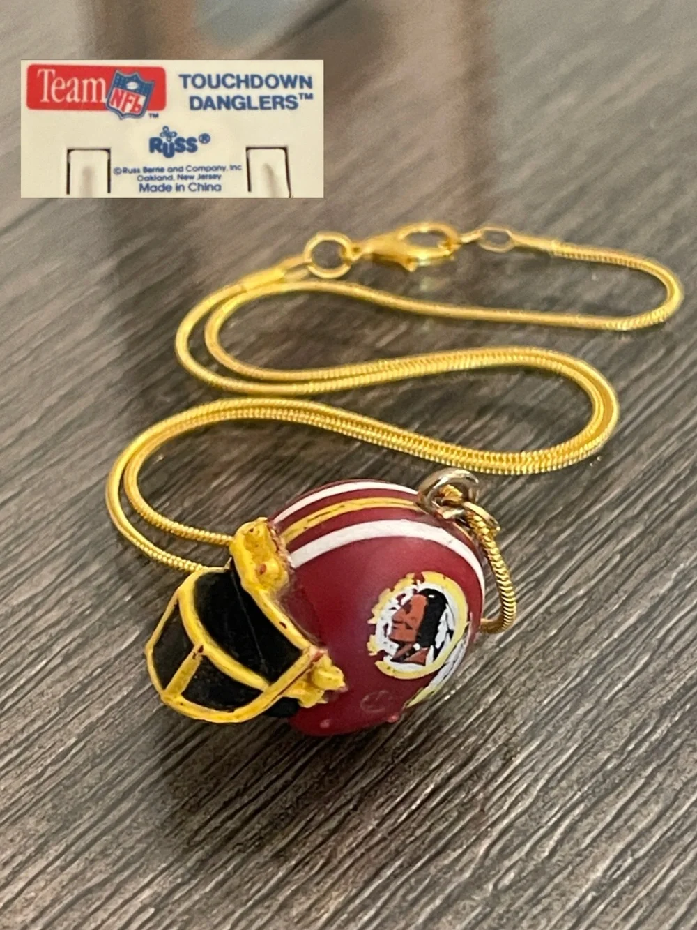 Vintage Russ Berrie Washington Redskins Football Helmet Necklace